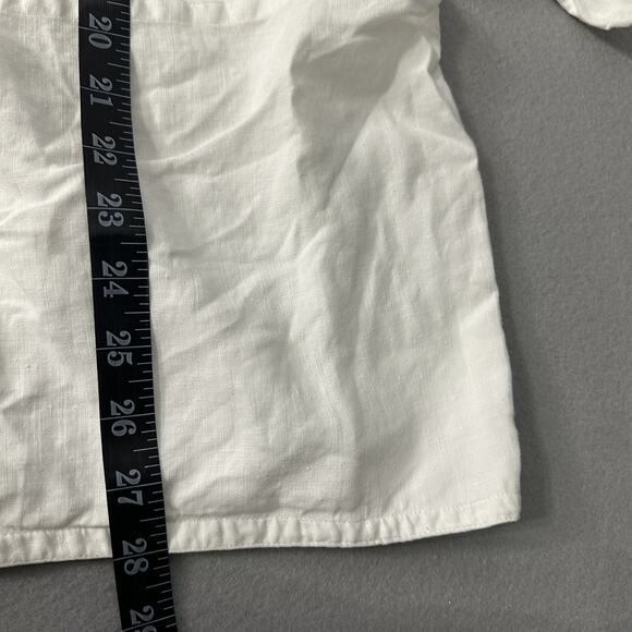 White Linen Top Boxy Lagenlook Artsy Artist Quiet Luxury Women’s 12 Vintage - Picture 13 of 15